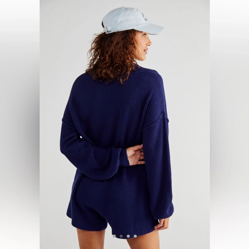 Free People Picnic Sweater Romper | Ink - Picture 2 of 6